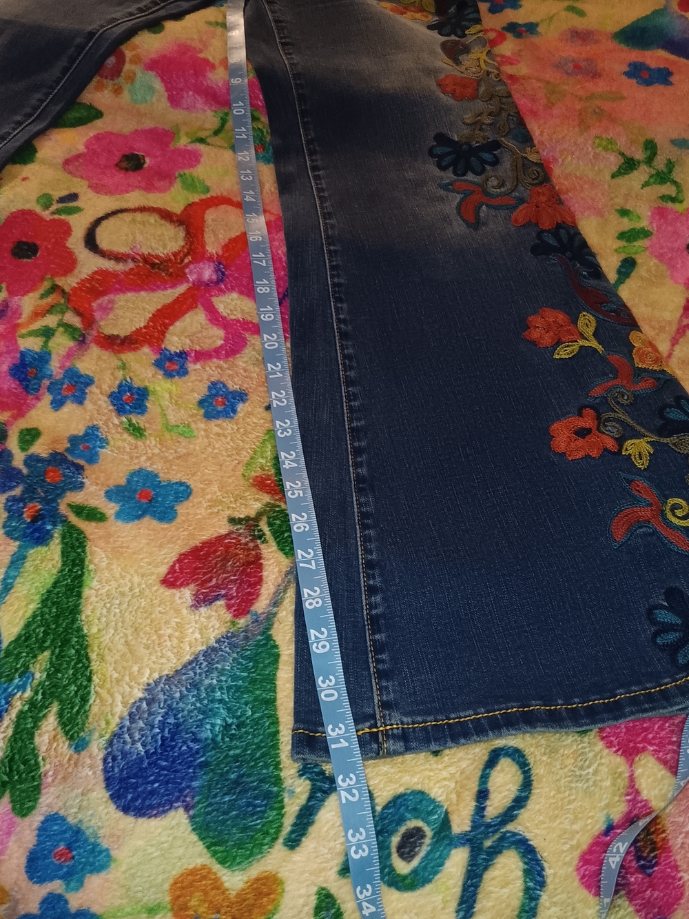 INC Embroidered Flower Women's Flare Jeans - Picture 9 of 12